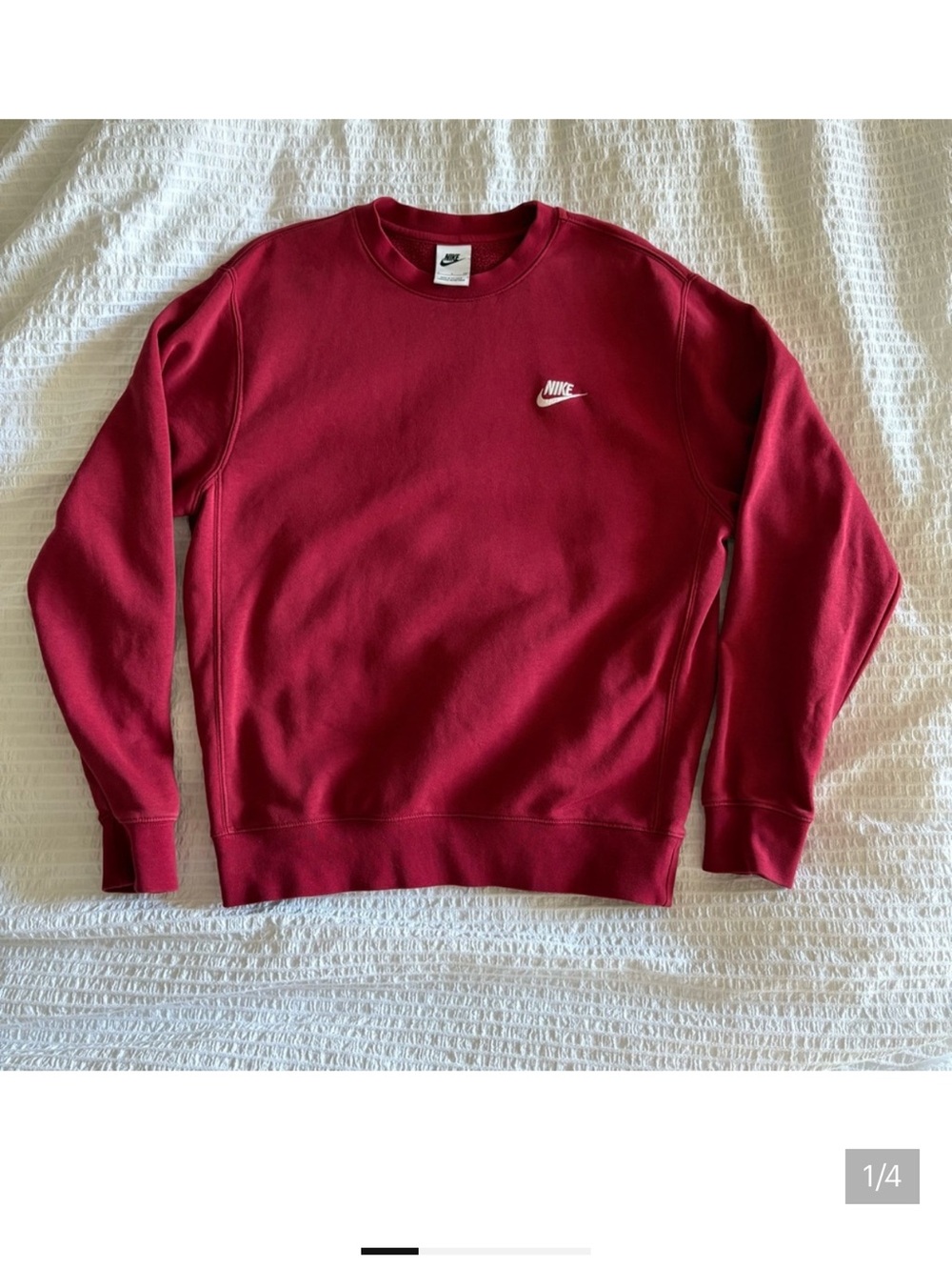 Nike Red Crewneck Sweatshirt with Subtle Tag Logo
